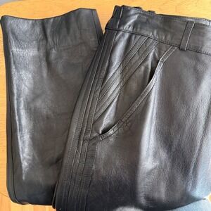 Vintage Black Leather Pants 90s CBK Minimalist 12 High Waisted Tapered Suzelle